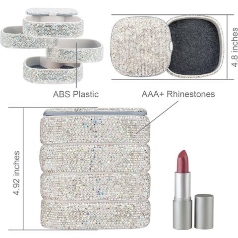 Hộp đựng trang sức phủ vân diamond xoay 4 lớp cao cấp