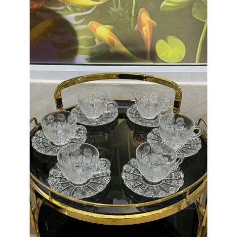 Set Tách Trà Pha Lê Mài 12 Món