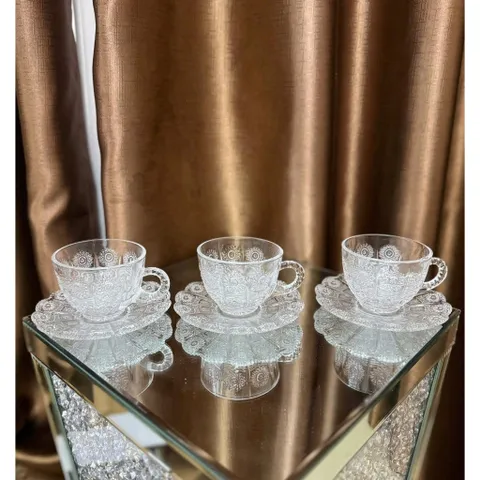 Set Tách Trà Pha Lê Mài 12 Món