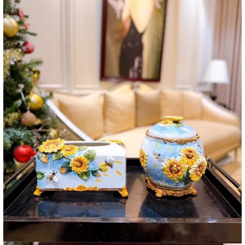 Hộp đựng khăn giấy họa tiết hoa hướng dương Function Art