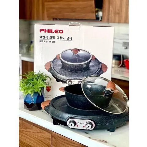 BẾP LẨU 2 NGĂN KÈM NƯỚNG PHILEO HÀN QUỐC