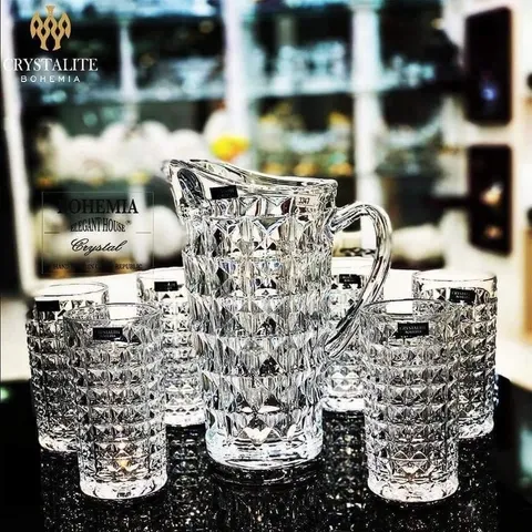 Bộ Bình Nước Bohemia Diamond Gồm Bình 1250ml Và Set 6 Cốc 260ml