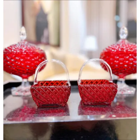 Giỏ kẹo pha lê 10cm đỏ