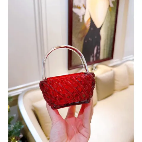 Giỏ kẹo pha lê 10cm đỏ