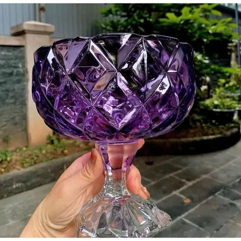 Chân bồng pha lê tím 18cm