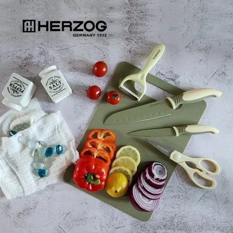 Sét dao, kéo, nạo, thớt 5 món Herzog Germany