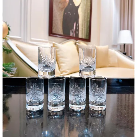 Bộ 6 cốc Pha Lê mài bông tuyết