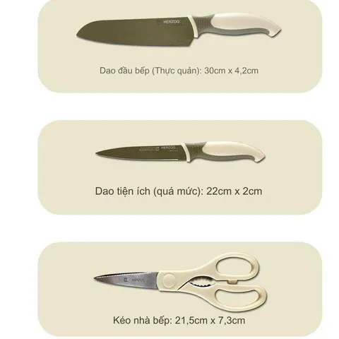 Sét dao, kéo, nạo, thớt 5 món Herzog Germany