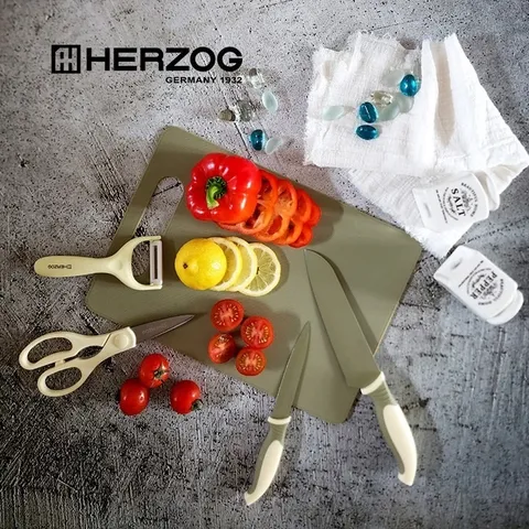 Sét dao, kéo, nạo, thớt 5 món Herzog Germany
