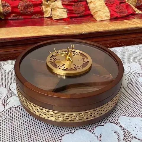 Khay Đựng bánh kẹo tết tròn đế xoay Rtteri