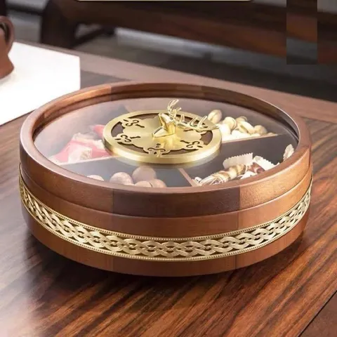 Khay Đựng bánh kẹo tết tròn đế xoay Rtteri