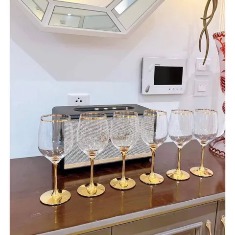Bộ 6 ly rượu vang Rona mạ vàng 24K