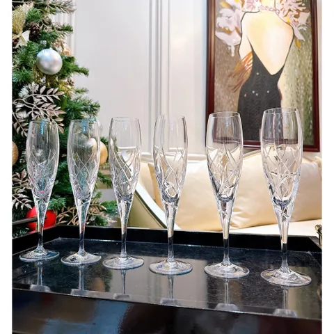 Set 6 ly pha lê champagne Skyline tiệp