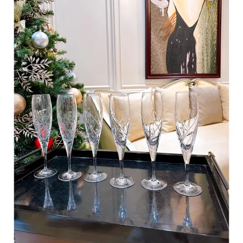 Set 6 ly pha lê champagne Skyline tiệp