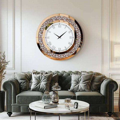 Đồng Hồ Treo Tường Pha Lê Tráng Gương Diamond Gold 50cm