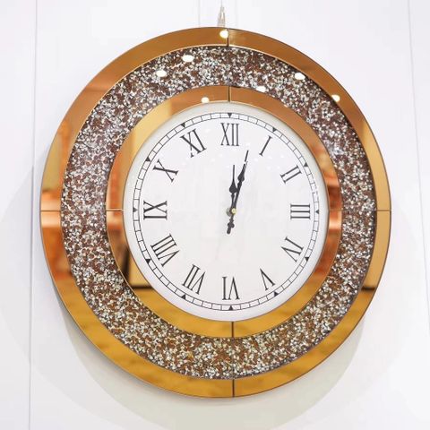 Đồng Hồ Treo Tường Pha Lê Tráng Gương Diamond Gold 50cm