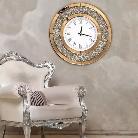 Đồng Hồ Treo Tường Pha Lê Tráng Gương Diamond Gold 50cm