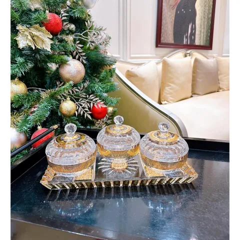 SET THỐ PHA LÊ MẠ VÀNG 24K TIỆP KHẮC