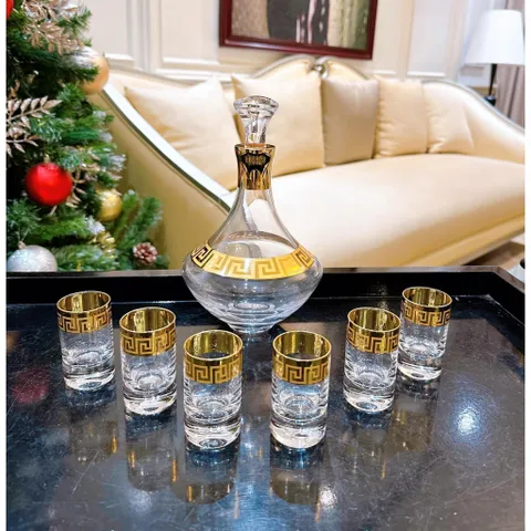 Bộ bình rượu ly mạ vàng 24k