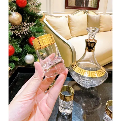 Bộ bình rượu ly mạ vàng 24k