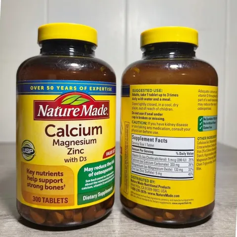 Viên uống Nature Made Calcium Magnesium Zinc with D3 |300 viên| Kích thích hình thành xương & Phòng chống loãng xương [S/P Chuẩn Mỹ]