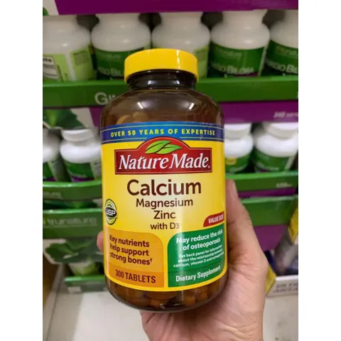 Viên uống Nature Made Calcium Magnesium Zinc with D3 |300 viên| Kích thích hình thành xương & Phòng chống loãng xương [S/P Chuẩn Mỹ]