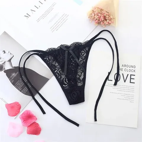 Quần Lót Lọt Khe Buộc Dây Hông Sexy Gợi Cảm Quần Chíp Nữ Cột Dây 2 Bên Quyến Rũ - T305 Đen