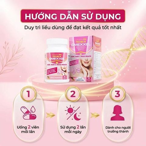 Viên uống bổ sung collagen, giúp làm đẹp da, tóc, móng chắc khỏe Premium Omexxel Skin Hair & Nails Health (60 viên)