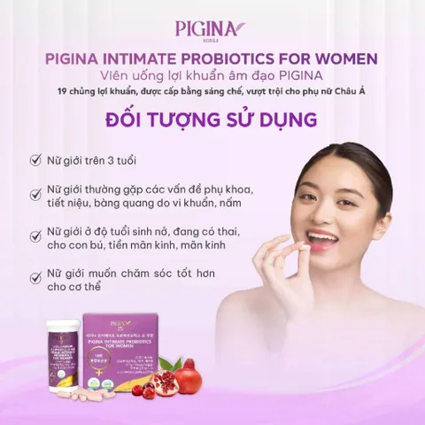 Viên Uống Lợi Khuẩn Pigina Hàn Quốc 30 Viên Hỗ Trợ Đường Ruột Tăng Đề Kháng Cho Nữ