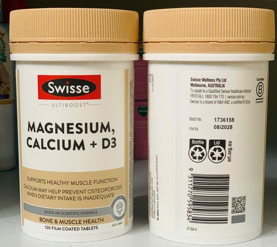 Viên uống Swisse Ultiboost Magnesium , Calcium + D3 |120 & 180 viên| Nâng cao sức khỏe cơ bắp & Phòng chống loãng xương [S/P Chuẩn Úc]