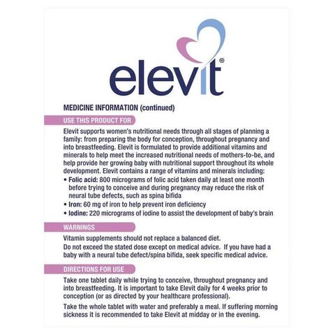 Vitamin Tổng Hợp Dành Cho Bà Bầu Elevit Úc 100 Viên