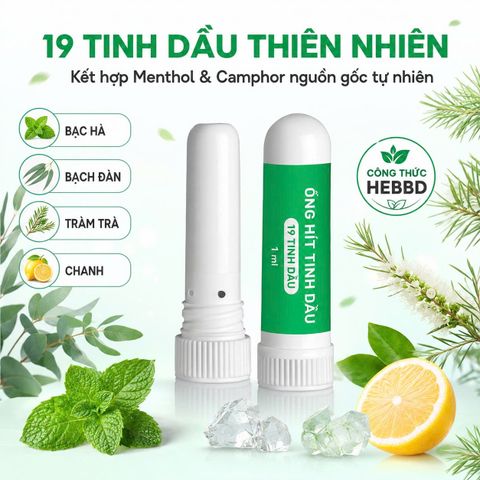 Ống Hít Tinh Dầu Puressentiel Resp OK 1ml, 19 Tinh Dầu, Menthol & Camphor, Từ 7 Tuổi, Made in France