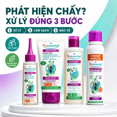 Tinh Chất Diệt Chấy Trứng Chấy Puressentiel 2 trong 1 100ML - Hiệu quả Loại bỏ Chấy và Trứng Chấy, cho Cả Gia Đình
