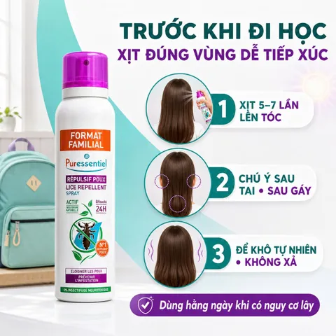 Tinh Chất Diệt Chấy Trứng Chấy Puressentiel 2 trong 1 100ML - Hiệu quả Loại bỏ Chấy và Trứng Chấy, cho Cả Gia Đình