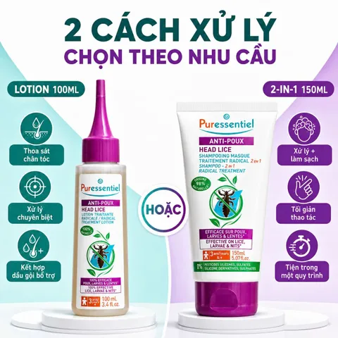 Tinh Chất Diệt Chấy Trứng Chấy Puressentiel 2 trong 1 100ML - Hiệu quả Loại bỏ Chấy và Trứng Chấy, cho Cả Gia Đình