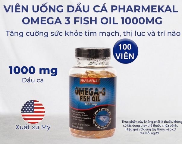 Viên uống dầu cá Pharmekal Omega 3 Fish Oil 1000mg - Hỗ trợ sức khỏe, làm đẹp da từ cá biển sạch, chống oxi hóa, tốt cho mắt và não bộ