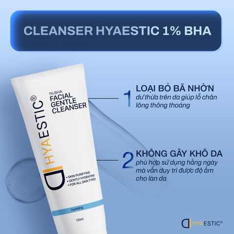 Sữa rửa mặt dịu nhẹ làm sạch sâu Hyaestic 1% BHA Facial Gentle Cleanser [hàng nhập khẩu]