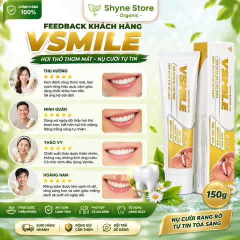 Kem Đánh Răng Vsmile 150g - Hương Cà Phê Bạc Hà, Làm Sạch Răng, Hơi Thở Thơm Mát, Bảo Vệ Nướu, Chăm Sóc Răng Miệng Tự Nhiên