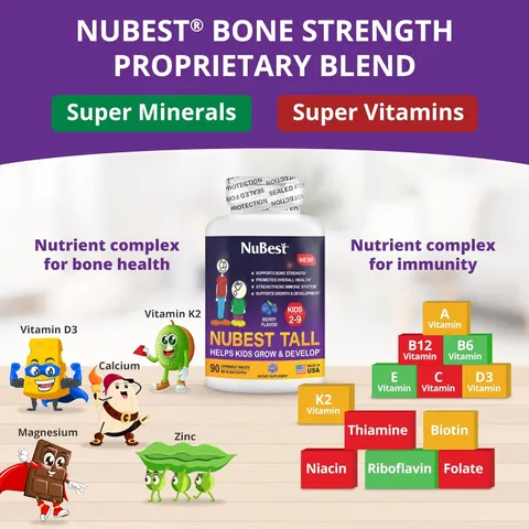 Viên Nhai NuBest Tall Kids 2 tuổi - 9 tuổi thời điểm vàng giúp bé phát triển chiều cao và trí não 90 viên sản xuất Mỹ