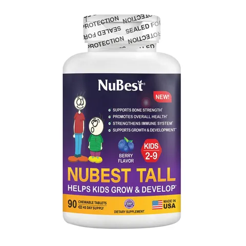 Viên Nhai NuBest Tall Kids 2 tuổi - 9 tuổi thời điểm vàng giúp bé phát triển chiều cao và trí não 90 viên sản xuất Mỹ