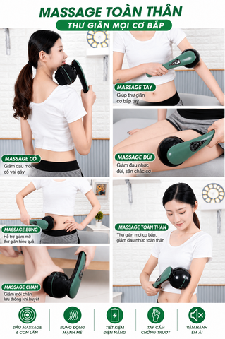 Máy Massage Cầm Tay Puli PL-661DC4 - 8 Đầu, Massage Hồng Ngoại Giảm Cân, Giải Pháp Vòng Eo Thon Gọn Tại Nhà