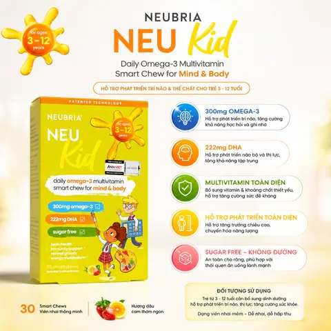 (Có tem) Kẹo Thạch Dẻo Neubria Neu Kid Omega 3 + Multivitamin Chính Hãng Hỗ Trợ Phát Triển Não Bộ, Thị Lực, Bổ Sung Vitamin Cho Bé, Hỗ Trợ Ăn Ngon Nhập Khẩu Anh Quốc