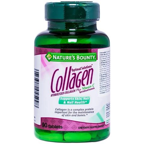 Viên uống giúp đẹp da, móng, tóc chắc khỏe, hỗ trợ chống oxy hoá Hydro-lyzed Collagen With Vitamin C Nature's Bounty (90 viên)