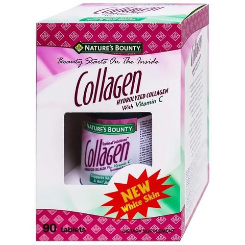 Viên uống giúp đẹp da, móng, tóc chắc khỏe, hỗ trợ chống oxy hoá Hydro-lyzed Collagen With Vitamin C Nature's Bounty (90 viên)