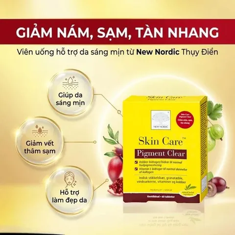 Viên uống giúp làm đẹp da, chống oxi hóa và giảm lão hóa da Skin Care Pigment Clear New Nordic (2 vỉ x 30 viên)