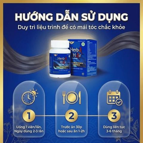 Viên uống hỗ trợ làm đen tóc, giảm gãy rụng Herba Hair Kingphar (60 viên)