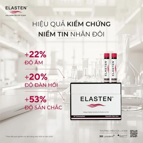 Nước uống bổ sung Collagen-Peptide, giúp giảm lão hóa da, tăng độ đàn hồi và giữ ẩm cho da, giúp da sáng mịn Elasten (28+2 ống x 25ml)