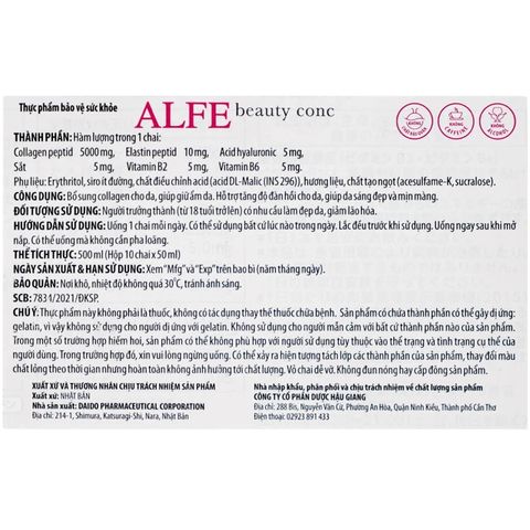 Nước uống bổ sung collagen Alfe Beauty Conc Taisho (10 chai x 50ml)