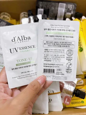 [Mini Gói 3ml]  - Sample Kem Chống Nắng d'Alba ToneUp (dalba) - Xanh Lá