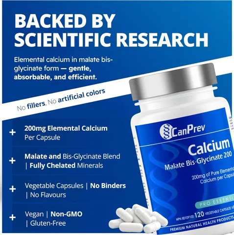 Viên Uống Bổ Sung Canxi Hữu Cơ Calcium Malate Bis Glycinate CanPrev Nhập Canada Tăng Cường Sức Khỏe Xương Khớp (Hộp120 viên) - YoungFit